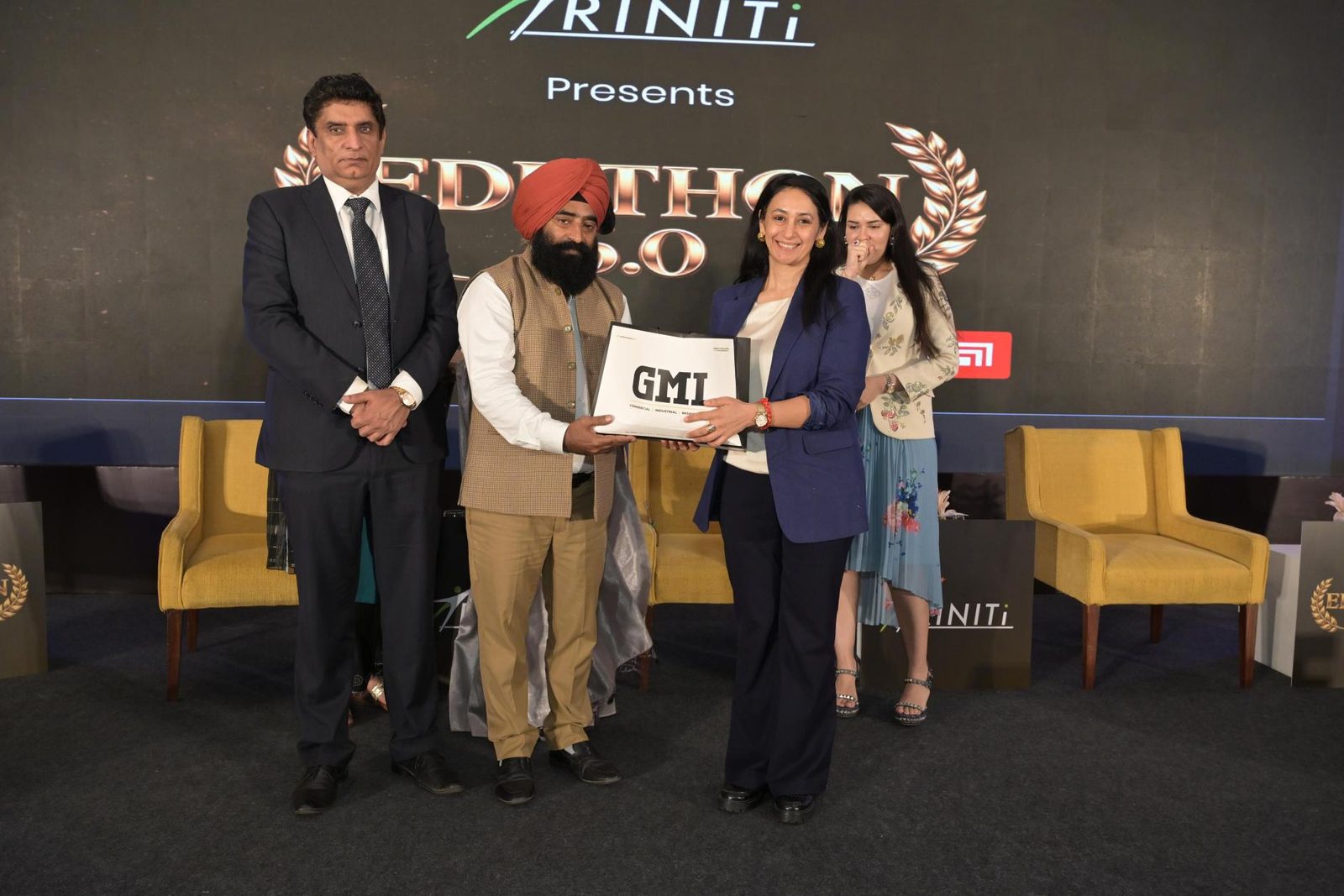 Panellist being honoured on stage at Eduthon 6.0, Chandigarh